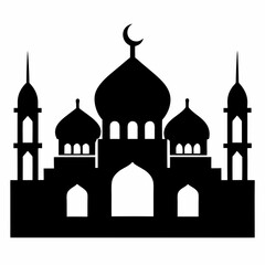 Majestic Mosque Silhouette on White