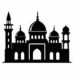 Majestic Mosque Silhouette on White