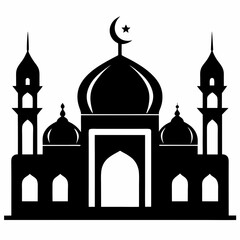 Majestic Mosque Silhouette on White