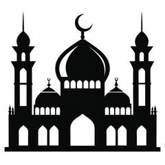 Majestic Mosque Silhouette on White