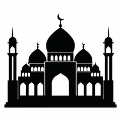 Majestic Mosque Silhouette on White