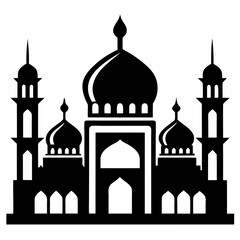 Majestic Mosque Silhouette on White