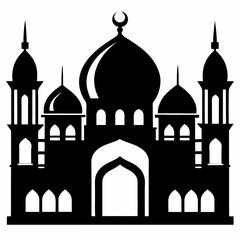 Majestic Mosque Silhouette on White