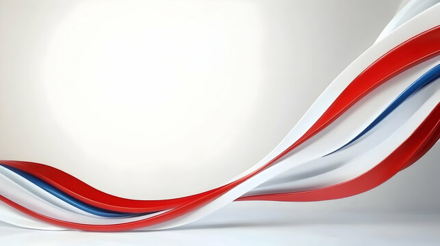 Abstract red, white, and blue ribbon wave design, perfect for patriotic celebrations or website backgrounds