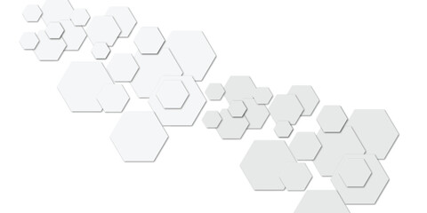 Obraz premium Abstract technology white amd grey geometric hexagon on transparent concept design honeycomb shape vector. 