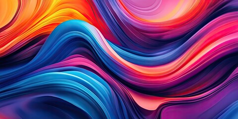Fototapeta premium Vibrant abstract waves in glossy gradients of orange pink blue and purple flowing seamlessly across the canvas ideal for backgrounds and banners
