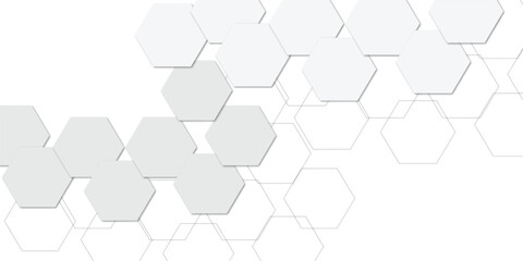 Abstract technology white amd grey geometric hexagon on transparent concept design honeycomb shape vector. 