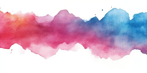 Obraz premium Elegant watercolor gradient with vibrant reds, pinks, and blues on a white background, flowing in a soft undulating wave across the center.