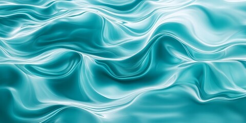 Fototapeta premium Turquoise water waves with smooth flowing ripples creating an abstract design; soft gradients of blue and green in a seamless pattern.