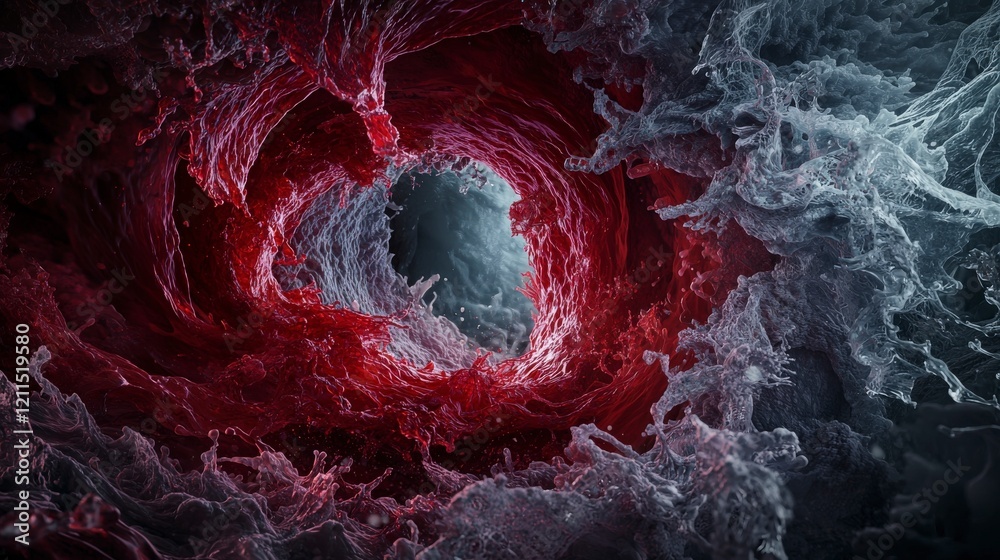 Aufkleber vortex of red-purple hues twists through space abstract artwork digital creation cosmic environment 
