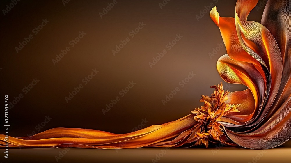 Leinwandbilder dynamic flowing fabric unveils warm brown gold essence in artistic display studio high-quality image
