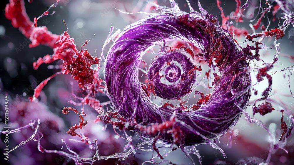 Fototapete swirling purple and red whirlwind abstract art digital creation dynamic environment close-up view vi