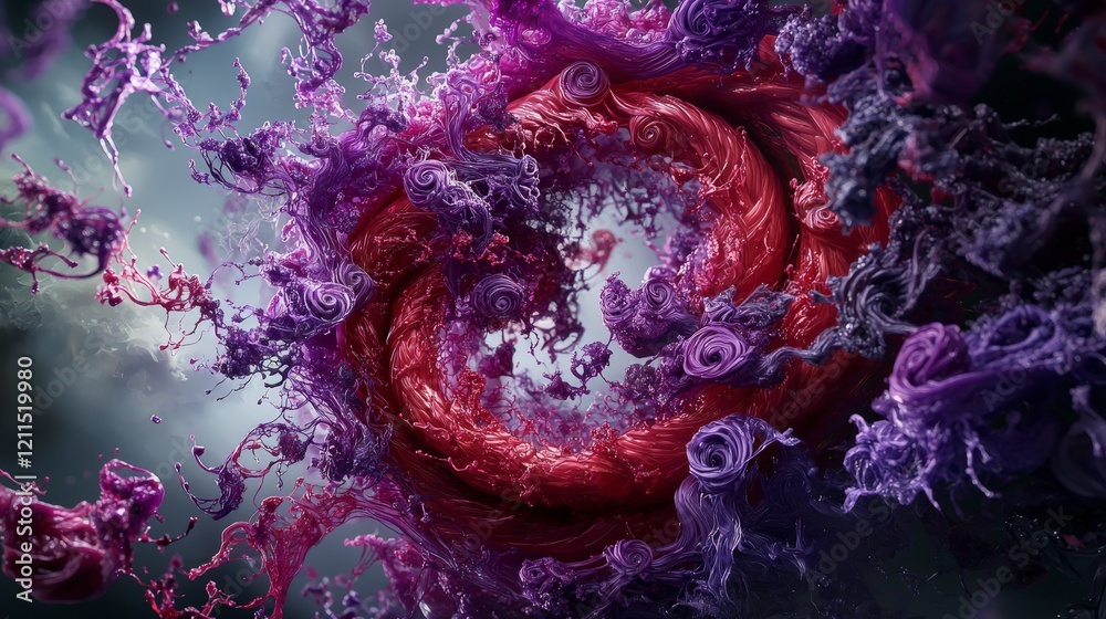 Aufkleber Illuminous swirl motion red and purple dynamic abstract patterns explored through color theory and artistic viewpoint