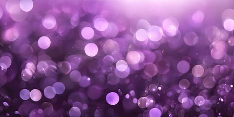 Panoramic view of a vibrant purple bokeh background with soft glowing circles, creating a festive atmosphere ideal for holiday themes.