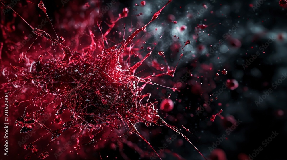 Leinwandbilder bloodred points emerge from fractures of reality abstract art digital creation dark environment clos