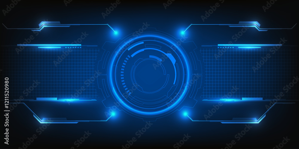 Canvas Prints vector illustration of futuristic blue digital high technology with circle hud and digital circuit e