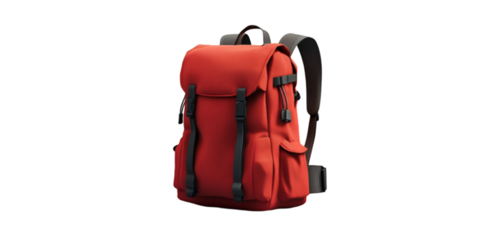 red backpack isolated on white