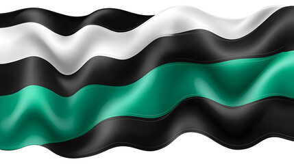 A minimalist rectangular flag showcasing intersecting lines in shades of black, white, and electric green, forming a sleek, modern design on a transparent backdrop 