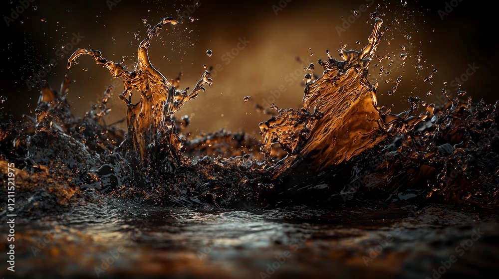 Leinwandbilder dynamic splashing water studio setting high-resolution image rich brown tones close-up perspective f