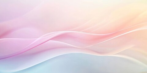 Fototapeta premium Abstract soft pastel colored background with flowing lines in pink and blue shades, featuring ample copy space on the left side.