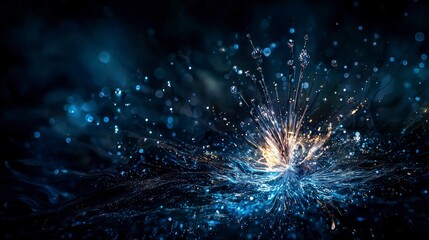 Fototapeta premium Dynamic water splashing scene dark background abstract art fluid environment close-up view visual impact