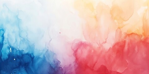 Vibrant watercolor background showcasing soft blue, orange, and red hues blending seamlessly for artistic creativity and design inspiration.