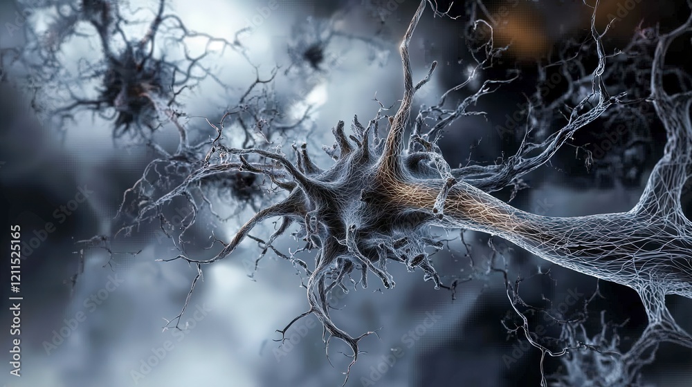Aufkleber Intricate gray curves intertwining like neurons abstract digital art in a dark environment of connectivity