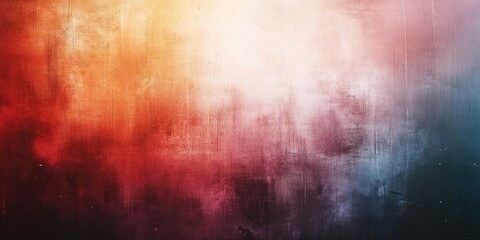 Fototapeta premium Vibrant grungy abstract background featuring soft orange, red, and blue hues with a blurred texture ideal for overlay and artistic designs