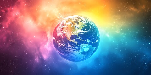 Fototapeta premium Earth's Radiant Glow: A Cosmic, Colorful Nebula