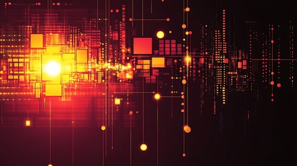 Obraz premium Abstract Digital Network System Data Flow