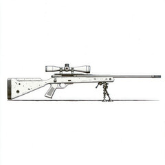 side view of a minimalist sniper gun simple vector