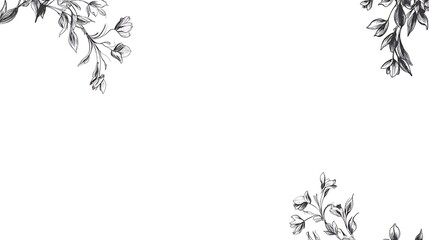 Elegant Monochrome Floral Frame Design Featuring Delicate Flowers