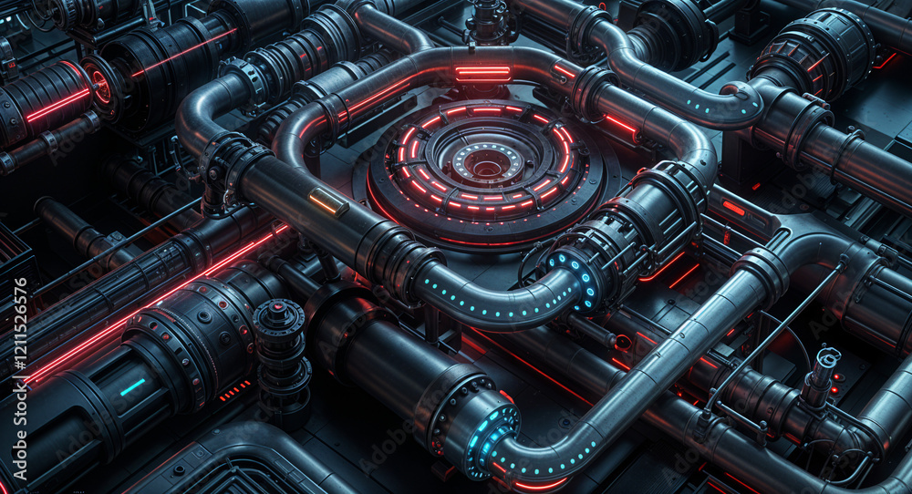 Poster technological abstract background of lines and mechanisms structures . generative ai