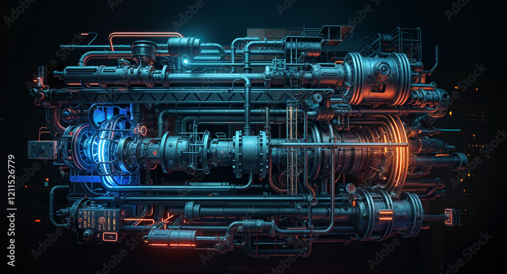 Poster technological abstract background of lines and mechanisms structures . generative ai