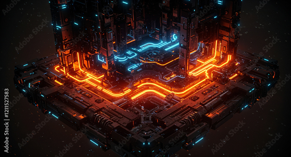 Poster technological abstract background of lines and mechanisms structures . Generative AI