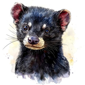 Watercolor Portrait of a Javan Linsang