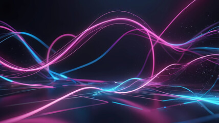 Futuristic Digital Background with Glowing Neon Lines and AI Generative Elements