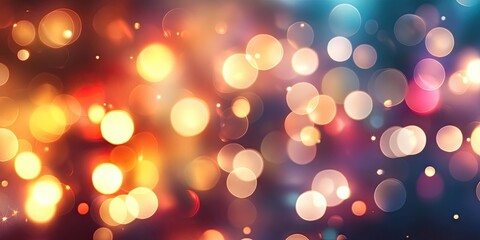 Festive bokeh background with circular lights in warm yellows and oranges on a cool blue backdrop, offering ample space for text or design elements.