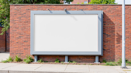 Brick wall outdoor billboard with blank white frame perfect for advertising public display creative marketing ideas