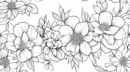 Elegant floral line art border; perfect for wedding invitations, stationery, or website design