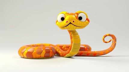 Fototapeta premium Cute cartoon snake, white background