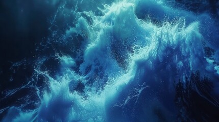 Dramatic Ocean Waves in Motion Captured Under Mysterious Light Shades, Evoking the Power and Beauty of Nature's Untamed Waters in a Stunning Visual Display