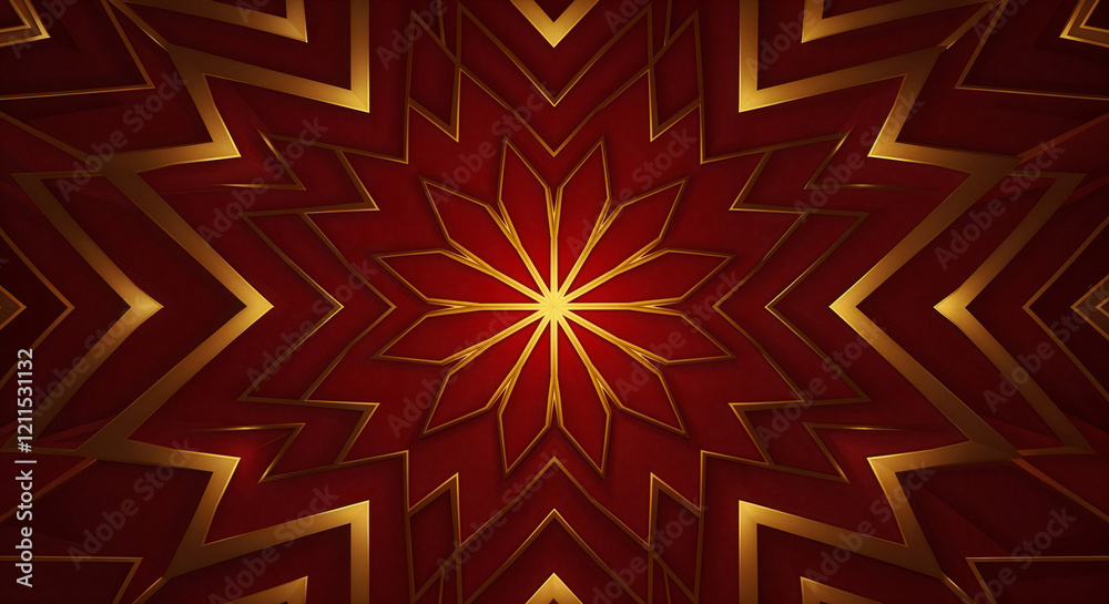 Poster abstract background with red and gold patterns . generative ai