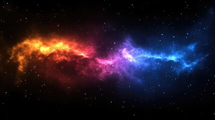Fototapeta premium Bright hues of orange, pink, and blue merge seamlessly in a cosmic dance amidst stars, inviting viewers to explore the mysteries of the universe's beauty