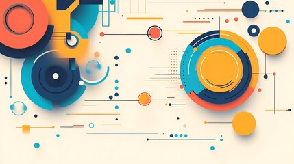 Obraz premium Abstract Geometric Design Featuring Circles Lines and Dots