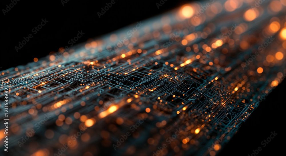 Poster abstract background luminous technological lines and forms . generative ai