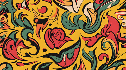 Floral pattern design, vibrant colors, decorative, textile print, background for website