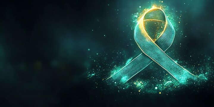 Teal Awareness Ribbon: Glowing, Energetic, Hopeful Design