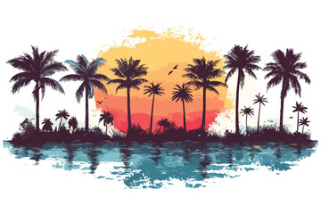 tropical island with trees t shirt bundle vector design