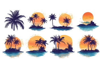 set of island icons t shirt bundle vector design
